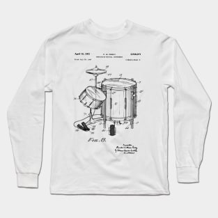 Drum Kit Player Gift Patent Art 1951 Long Sleeve T-Shirt